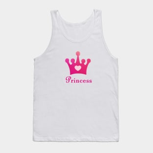 Princess all day - Princess Word with a Pink Crown and Heart Tank Top